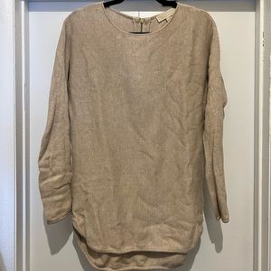 Tan Michael Kors sweater. Gold zipper on the back